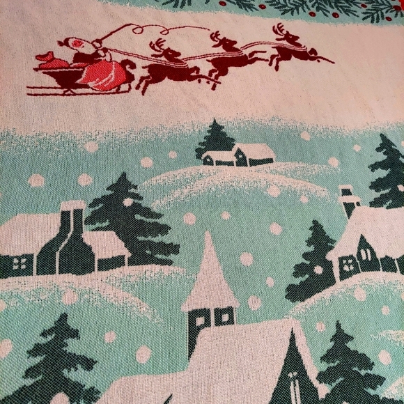 Reversible Vintage Woven Fringed Holiday Tapestry Sofa Blanket Throw - Picture 4 of 10